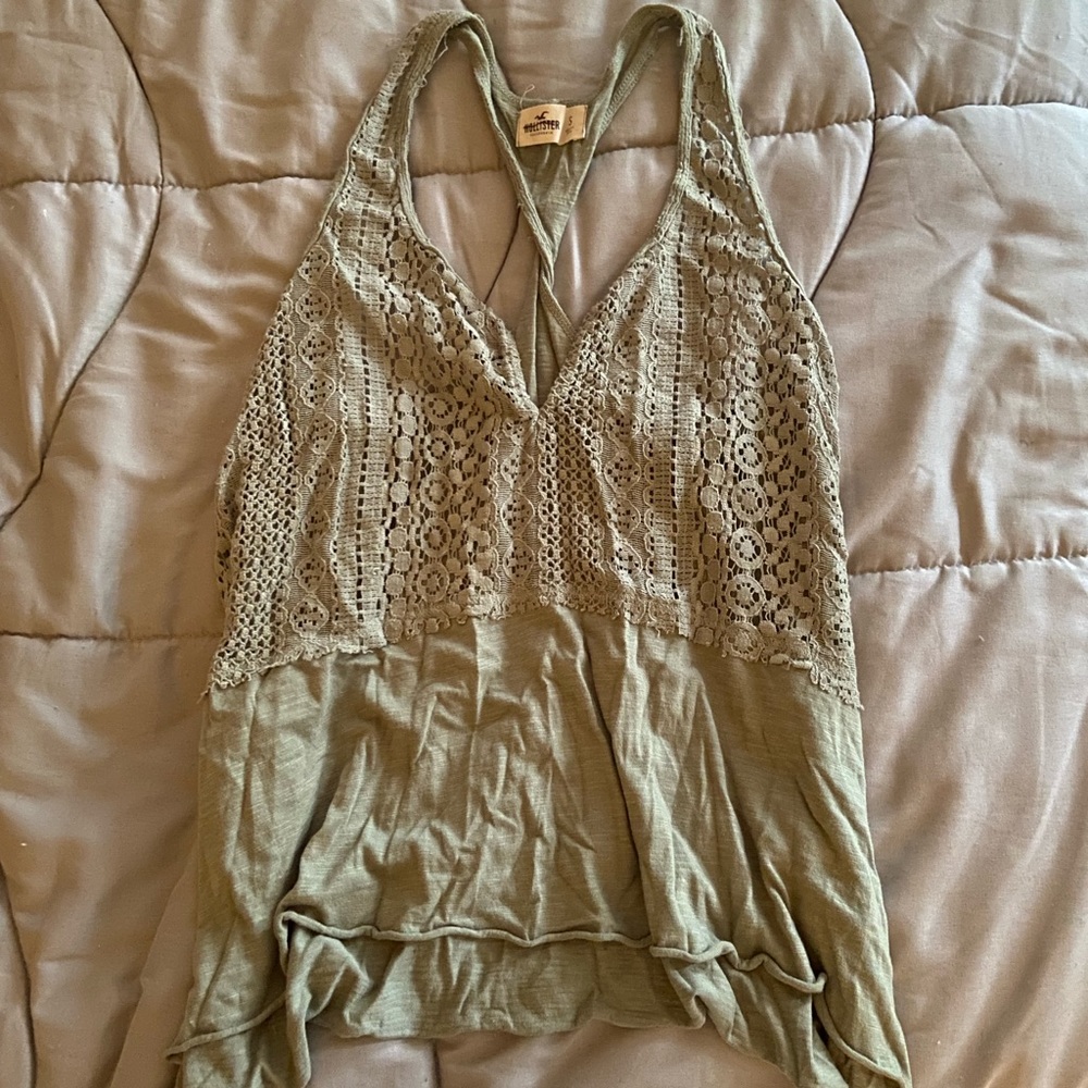 Flowy Lace Hollister Top - Green